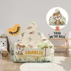 Beanbag Cover for Kids, Custom Name, Safari Theme, Tiger on the Back