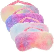WOFASHPURET 4Pcs Plush Eye Mask Colorful Reusable Sleep Masks for Comfortable Light Blocking Travel Accessory for Home Hotels Flights and Resting