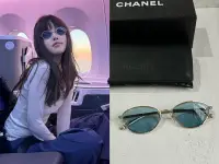 在飛比找Yahoo奇摩拍賣-7-11運費0元優惠優惠-Chanel香奈兒牛仔藍墨鏡9.5新太陽眼鏡Chanel正品