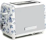 Laura Ashley China Rose Toaster 2 slice By VQ - Multi-Functional Toaster with Adjustable Heating, Defrost & Reheat Modes. Stainless Steel Body, 2 Wide Slots & includes a Croissant Warming Rack