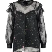 BOUTIQUE MOSCHINO Lace Star Underlay Top - Black - UK 8/IT 40 - £495