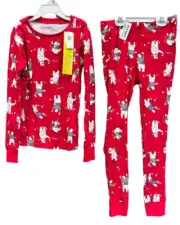 Kids Old Navy Red Polar Bears Pajamas~2Pc PJs~Skiing Sledding Snow Winter~ L~10