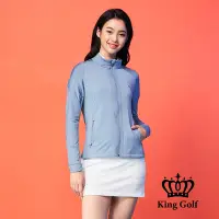 在飛比找Yahoo奇摩購物中心優惠-【KING GOLF】女款素面長袖立領輕薄防風外套-淺藍色