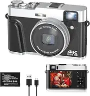 48MP Retro Digital Camera with 2.8in IPS Screen, 4K Vlogging Camera with 16X Optical Zoom, Anti Shake, Auto Focus, Travel Video Camera for Adults Kids (Black)