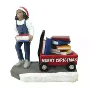 Kohls St Nicholas Square Christmas Village Book Wagon Figurine Girl with Books