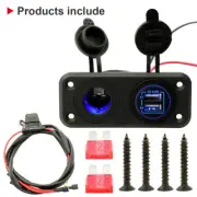Dual USB Car Charger + 12V Car Cigarette Lighter Power Socket Combination Panel