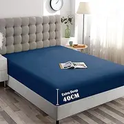 ForZzz 2000TC Fitted Sheet King Size -Premium Microfiber Fitted Bottom Sheet only- Ultra-Soft Wrinkle Free -Fitted Bedding Sheet Fits Mattress Deep Pocket up to 40cm for Home&Hotel (Ocean)