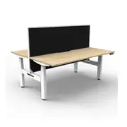 1500Mm 2Person Workstation With Screen Natural Oak And White