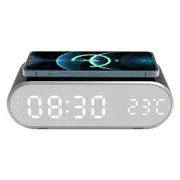 Wireless Charger with Alarm Clock - Sleek and Stylish - Charges Any Phone with Q1 Protocol