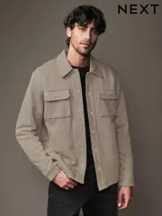 Neutral Borg Fleece Lined Shacket (N78164) | $63