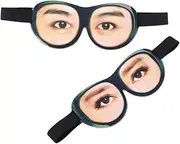 ASAKKURA 2pcs Cute Eye Masks for Sleep Adjustable Head Strap Soft Eyeshade for Travel Parties Meditation and Daily Use Light Blocking Funny Eye Printing Design