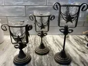 Candle Holders Set Of 3 Western Antique Bronze Star Accent Country Christmas NEW