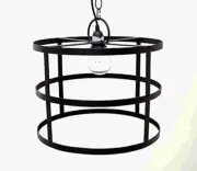 Cylinder Frame Hanging Lamp with Socket Set, 3 Feet of Chain- 12" H x 16" D