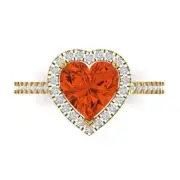 2.27Ct Heart Cut Red Gemstone Solid Gold Halo Engagement Promise Statement Ring