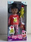 MY LIFE AS 18" Dark Brunette Hair Brown Eyed Doll THE GRINCH Slippers Plush PJs