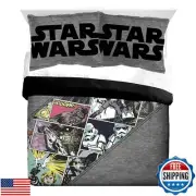 Jay Franco Star Wars Comic Queen Comforter and Sham Set - Kids Super Soft Bed