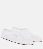 [Alaia] Alaïa Flex leather-trimmed mesh ballet flats AU 10 white