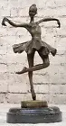 ORIGINAL BRONZE STATUE FREE AS BIRD BALLERINA DANCER ART DECO MARBLE FIGURINE NR
