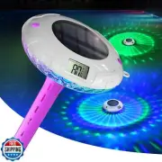 PoolPrime Pool Thermometer Easy to Read, Solar Pool Light with 8 RGBW Color M