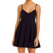 NWT Rebecca Taylor Navy Sleeveless V Neck Mini Bubble Hem Dress Womens 4