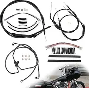 Touring 14" Ape Hangers Cables Kit Extended Clutch Cable & Throttle & Idle Cables & Brake Line & CAN-Bus & Front Turn Signals Extension Wire Harness for 2000-2006 Harley Touring,Black