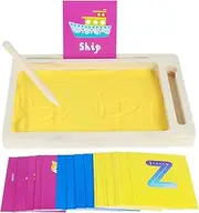Montessori Sand Tray Toys, Wooden Sand Scraping Box for Writing Letters and Numbers Sand Drawing in A Wooden Sand Tray, Educational Toys for Children Wooden Tray and Pencil Sand Box