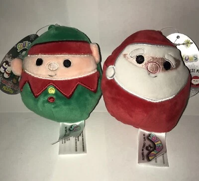 NEW Squishmallows Clip On Keychains - 3.5”Santa & Elf- NO LONGER SOLD IN STORES!