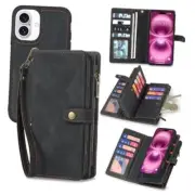 Wallet Case Compatible with iPhone 16 Plus,Detachable for iphone 16 Plus Black