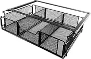 Sliding Under-Desk Drawer - Under Desk Or Cabinet Drawer Organizer Slide Out | Hidden Desk Storage Organiser | Metal Divided Tray Basket For Pens Supplies Cabinet Organization Adults Kids