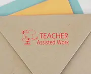 Printtoo Teacher Assisted Work Self Inking Rubber Stamp Office Stationary Custom Stamp-Red