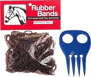 Horse Mane Braiding and Banding Bundle - Brown Mane/Tail Rubber Bands, Braid Aid Braiding Comb