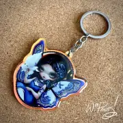 Big Eye Blue Willow Fairy Acrylic KeyFob Keychain - Jasmine Becket Griffith Art