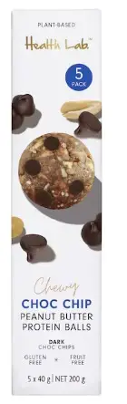 Health Lab Chewy Choc Chip Peanut Butter Protein Balls 5 Pack 200g