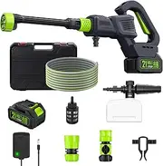 Cordless Pressure Washer, 970PSI Portable Power Washer with Rechargeable 4.0Ah Battery 6-in-1 Nozzle, 3 Speed Adjustment LCD Touch Screen, Handheld High-Pressure Car Washer Gun for Home/Floor