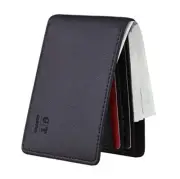Slim Wallet for Men Minimalist Leather ID Window Front Pocket Black Dark