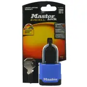 Master Lock Excell OCTAGON SHACKLE PADLOCK Covered Steel BLUE, 45mm- 1 or 4pcs