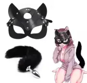 BDSM Fox Tail Anal Plug Mask Cosplay Bondage Kit Sex Toy Slave Master