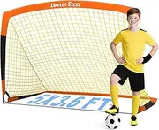 Dimples Excel Soccer Goal Pop up Soccer Net for Backyard, 1 Pack (Orange+Black-5' x 3.6')