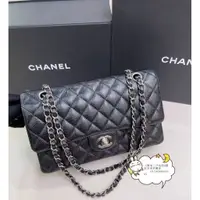 在飛比找蝦皮購物優惠-CHANEL香奈兒 COCO 25cm 黑色 銀鍊 斜挎包 