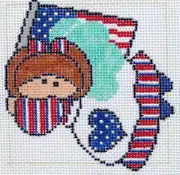 July 4th Angel Hand Painted Needlepoint Canvas