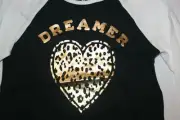 New OshKosh Girls 6X Year Dreamer Leopard Print Heart Raglan Long Sleeve Top