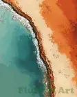 Arial Rocky Beach Orange Modern Abstract AI Print 8x10 100% Cotton Paper B23