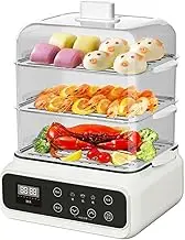 Electric Foldable Food Steamer, Multi-function Steam Box, Household Large-Capacity Breakfast Machine, Smart Appointment, 3 Tier Stackable Baskets, for Rice Vegetables Meat Fish