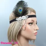 1920s Headband Peacock Feather Bridal Great Gatsby 20s Flapper 20's Headpiece