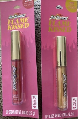 Taste Beauty Hot Tamales Flavored Red /Gold Lip Gloss Cream ~ 2 Pack ~ New