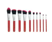 Makeup Brushes Set 10 Pcs Powder Blush Concealers Eyeshadows Brush - Red Leopard Print