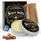 MEKER Beard Balm, Beard Softening Leave-in Balm with Brush, All-Natural Anti-...