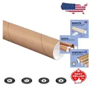 Kraft Mailing Tubes with Caps, 12"L - Perfect for Artwork & Documents (50-Pack)