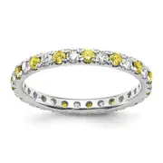 14k White Gold 3/8 Ct. Lab Grown Diamond VS/SI+ G+ and Lab Created Yellow Sapphire Eternity Band Ring