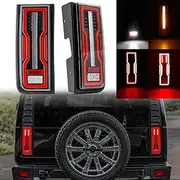 Tail Lights LED Compatible with H2 2003-2009, 5 Functions for Rear Fog/Brake/Turn Signal/Reverse/Running Lamp, Rear Bumper Brake Stop Parking Light Assemblies,Not Fit SUT (Clear Lens)